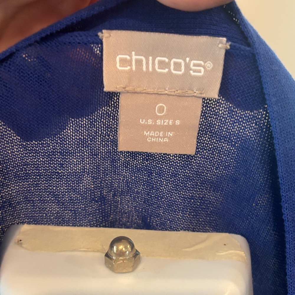 NWT. Chico's Open-Front Royal Blue Lightweight Cardigan - Picture 4 of 6